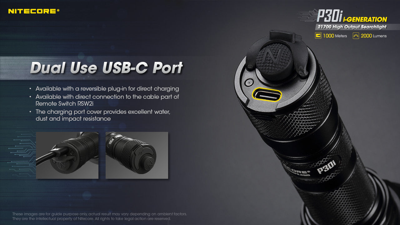 Nitecore P30i Rechargeable LED Flashlight (2000 Lumens)