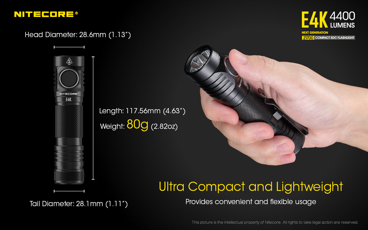 Nitecore E4K Rechargeable Flashlight (4400 Lumens)