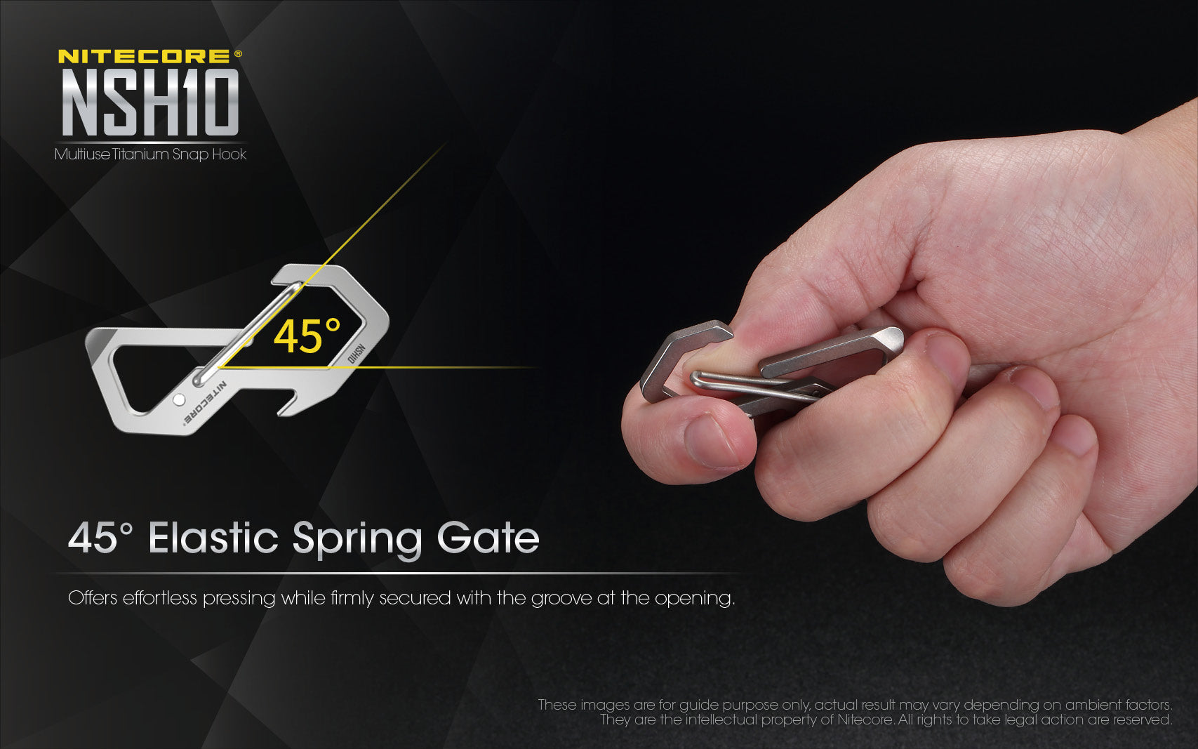 Nitecore Accessory NSH10 Multiuse Titanium Snap Hook Carabiner