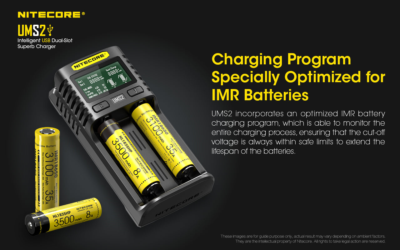 Nitecore UMS2 Intelligent USB Dual-Slot Superb Battery Charger