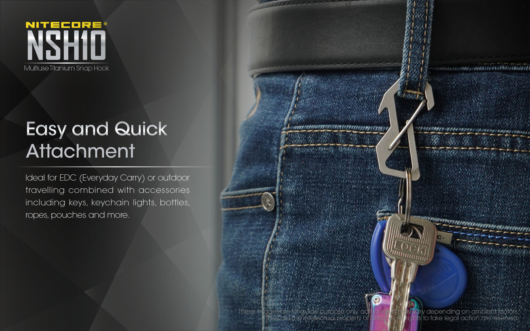Nitecore Accessory NSH10 Multiuse Titanium Snap Hook Carabiner
