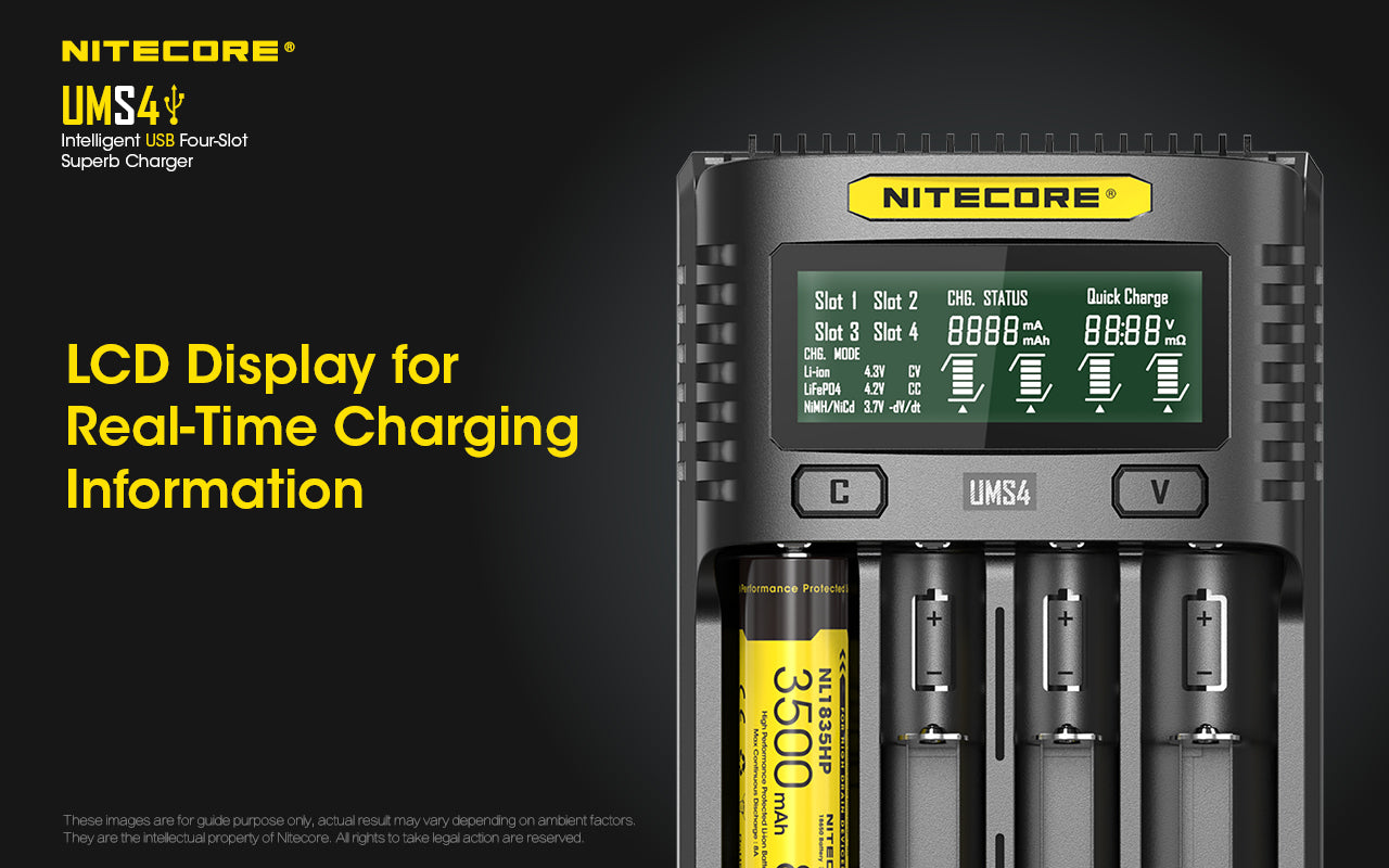 Nitecore UMS4 Intelligent USB Four-Slot Superb Battery Charger