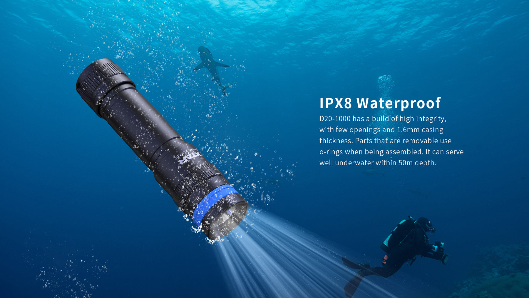Xtar D20 1000 Diving LED Flashlight (1000 Lumens)