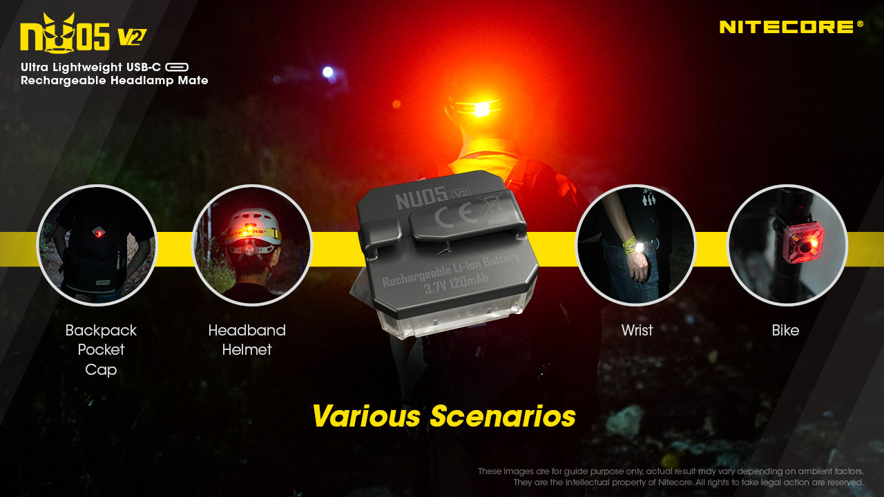 Nitecore NU05 V2 Kit Mini Signal Rechargeable Headlamp (40 Lumens)