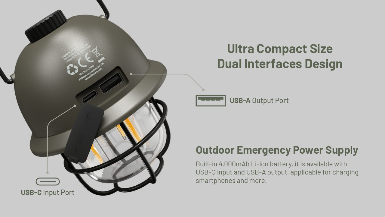 Nitecore LR40 Multifunctional Rechargeable Camping Lantern (100 Lumens) (2 Versions)