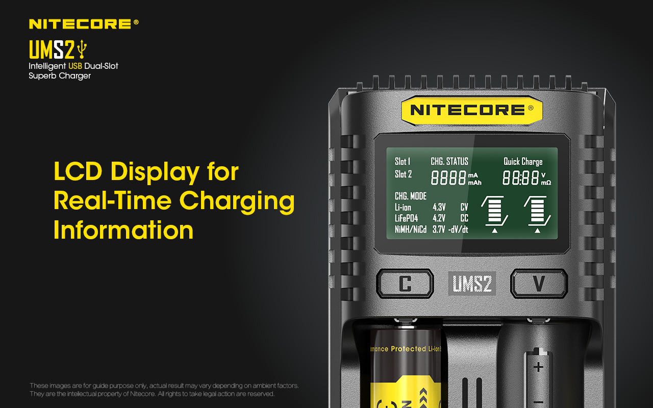 Nitecore UMS2 Intelligent USB Dual-Slot Superb Battery Charger