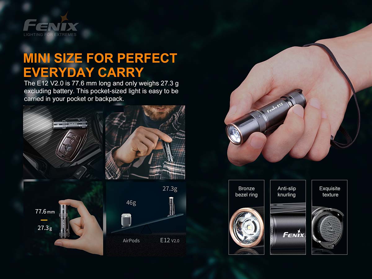 Fenix E12 V2.0 Flashlight (160 Lumens)