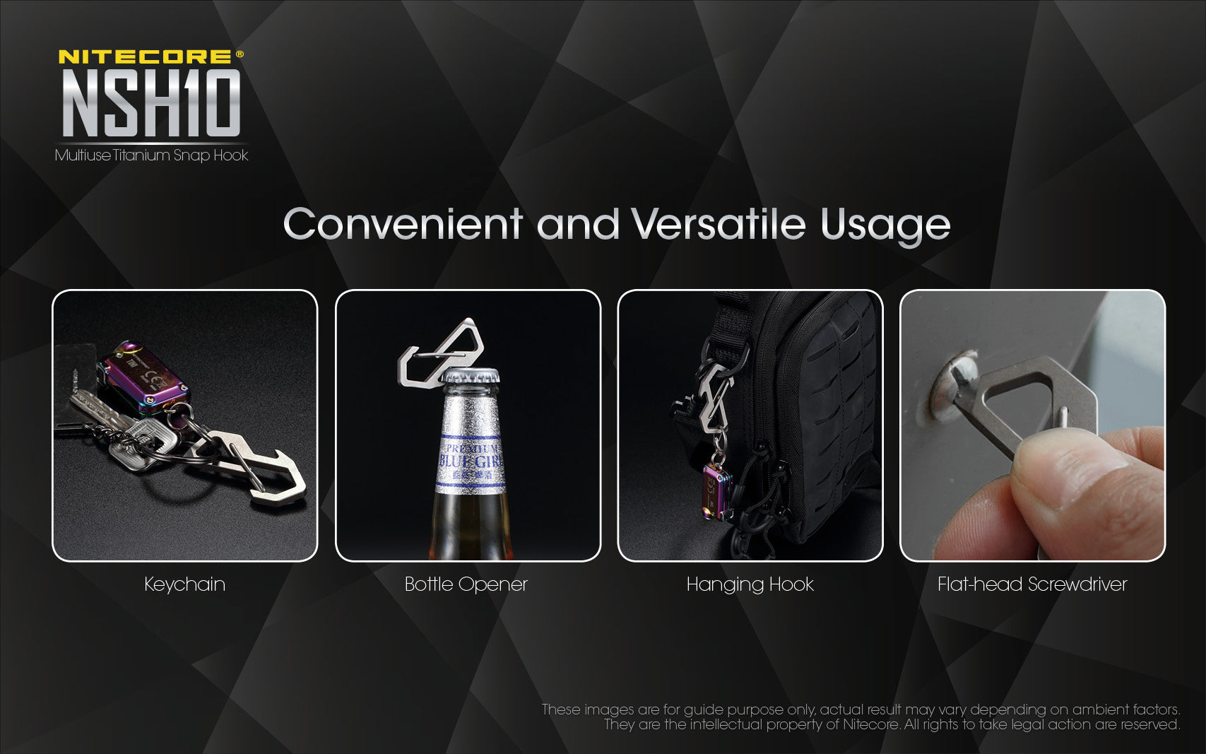 Nitecore Accessory NSH10 Multiuse Titanium Snap Hook Carabiner