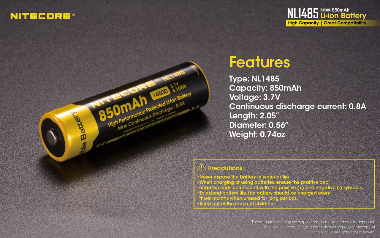 Nitecore Battery 14500 NL1485 - Thomas Tools