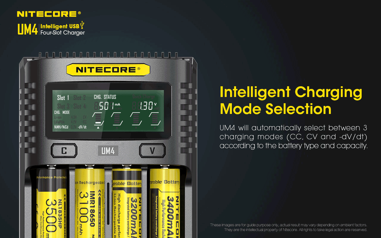 Nitecore UM4 Intelligent USB Four-Slot Battery Charger - Thomas Tools