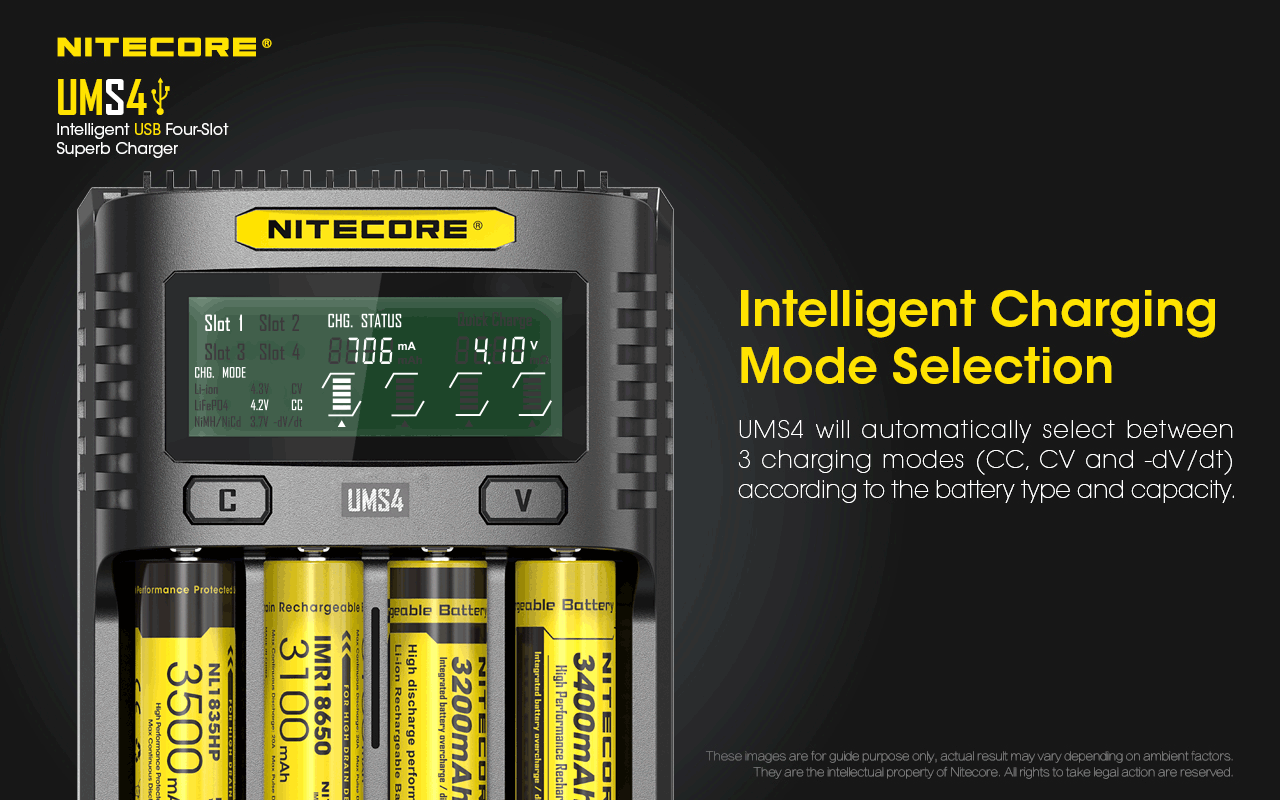 Nitecore UMS4 Intelligent USB Four-Slot Superb Battery Charger