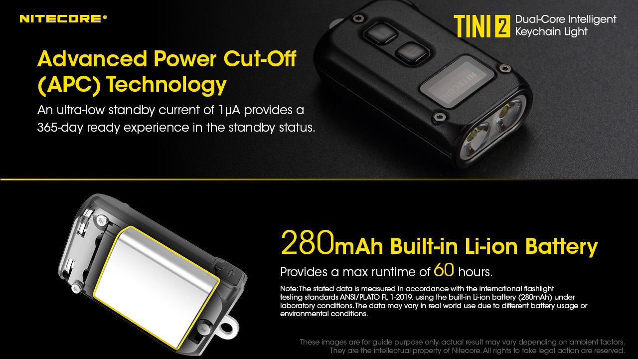 Nitecore TINI 2 Keychain Rechargeable Flashlight (500 Lumens) (2 Versions)