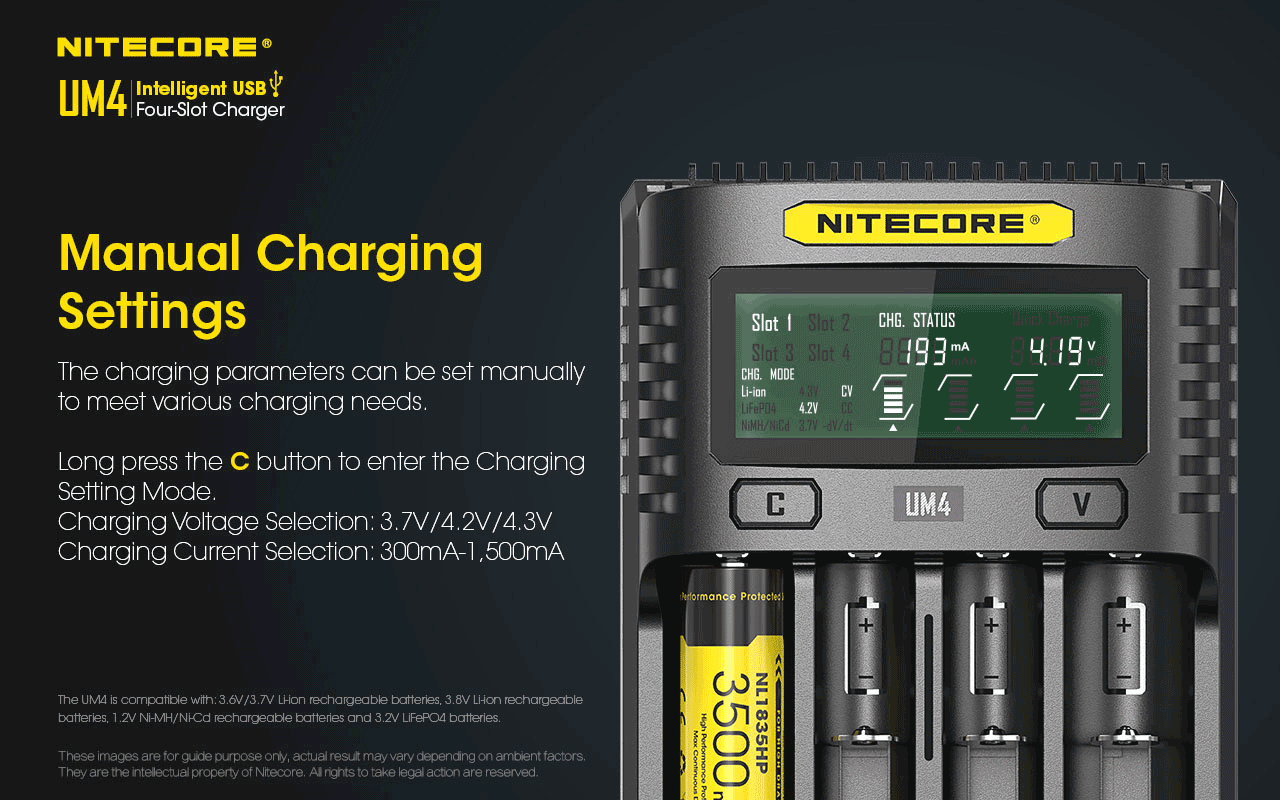 Nitecore UM4 Intelligent USB Four-Slot Battery Charger - Thomas Tools