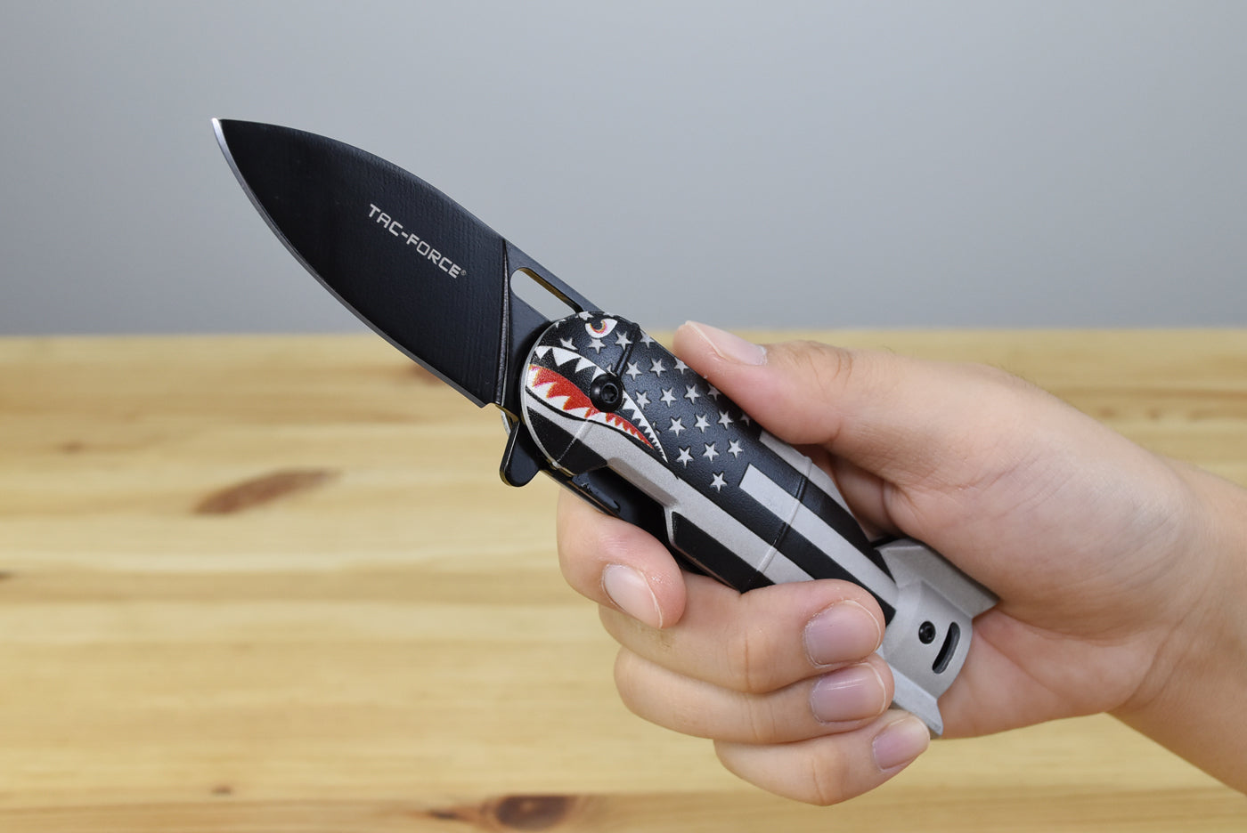 Tac Force 1039 WWII Black Shark Flag Assisted EDC Folding Knife (Flag)
