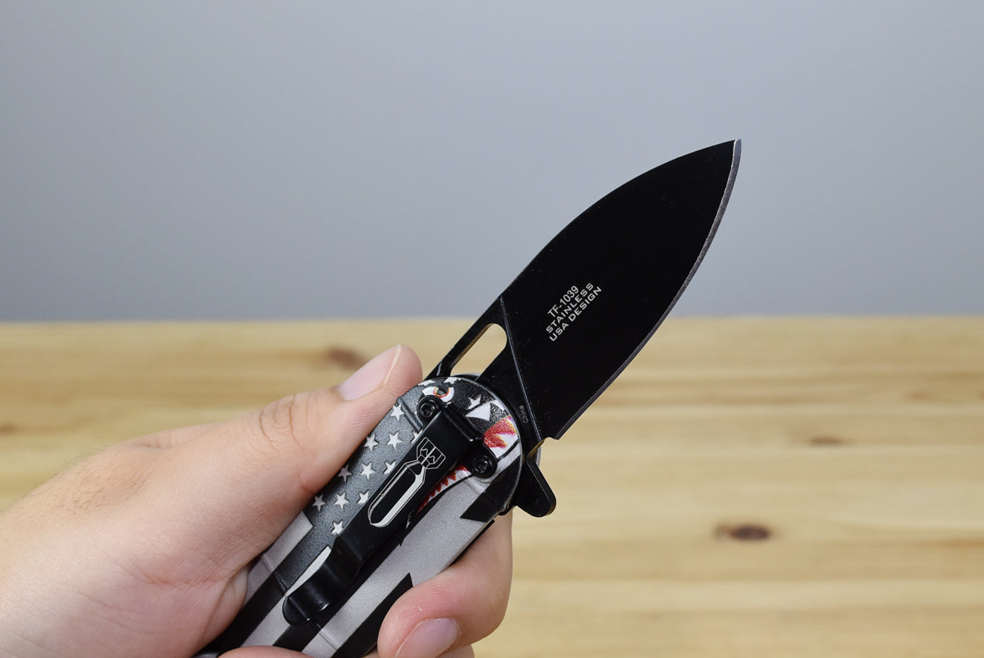 Tac Force 1039 WWII Black Shark Flag Assisted EDC Folding Knife (Flag)