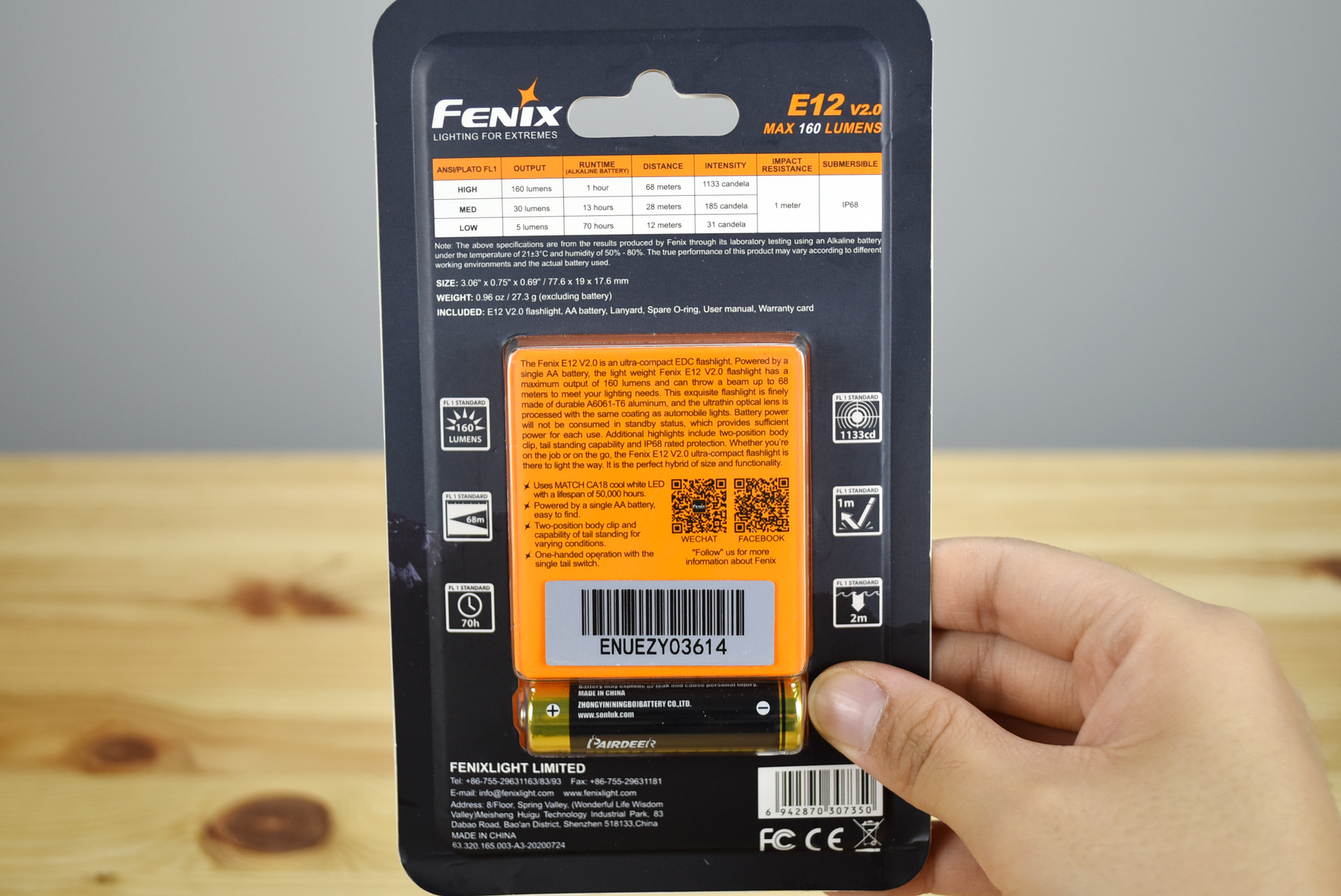 Fenix E12 V2.0 Flashlight (160 Lumens)
