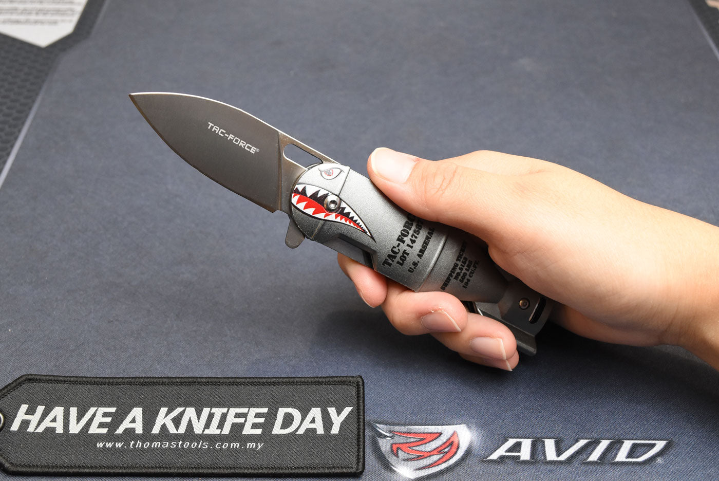 Tac Force 1039 WWII Shark Assisted EDC Folding Knife (Gray)