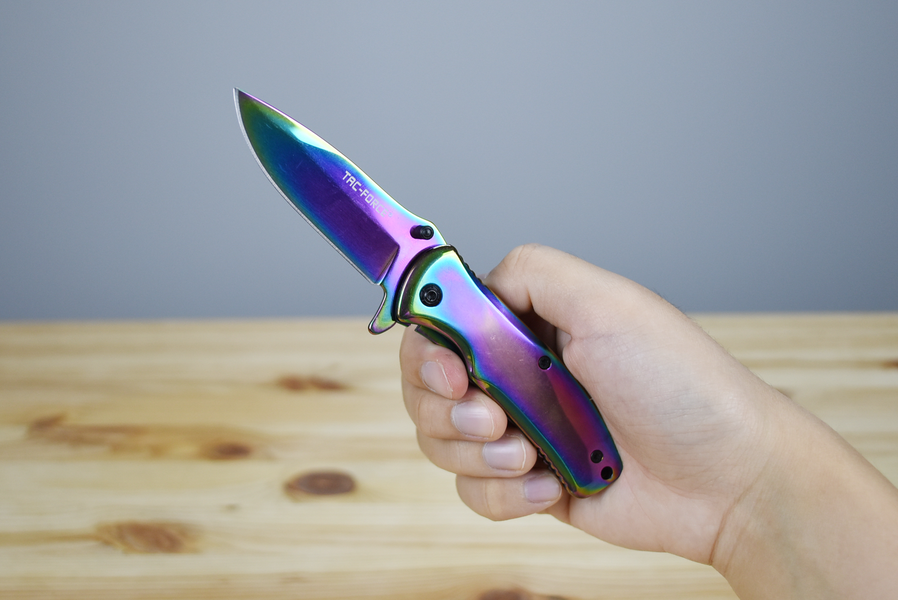 Tac Force 848 Titanium Finish EDC Folding Knife (Rainbow) - Thomas Tools Malaysia