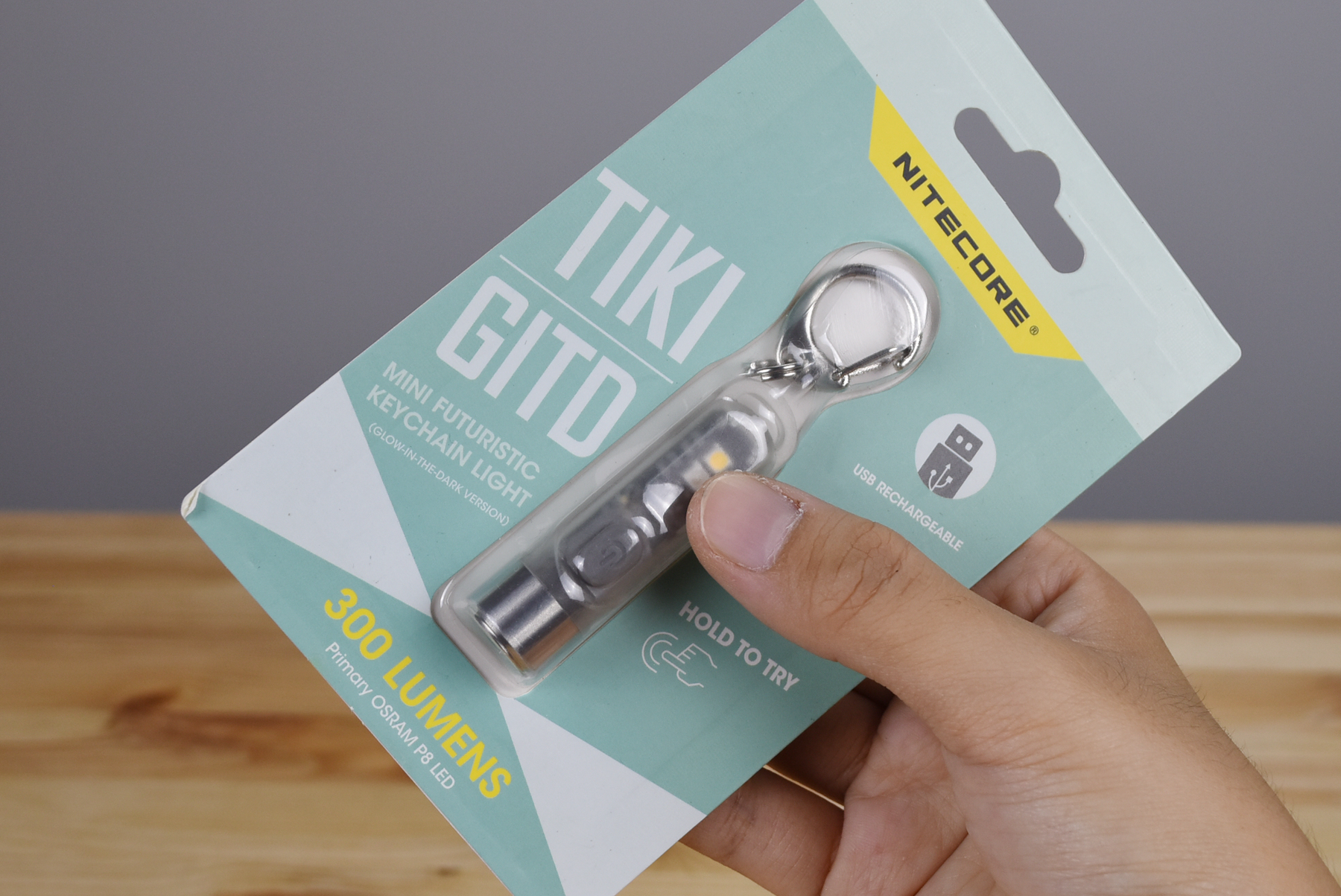Nitecore TIKI GITD LED Keychain Rechargeable Flashlight (300 Lumens)
