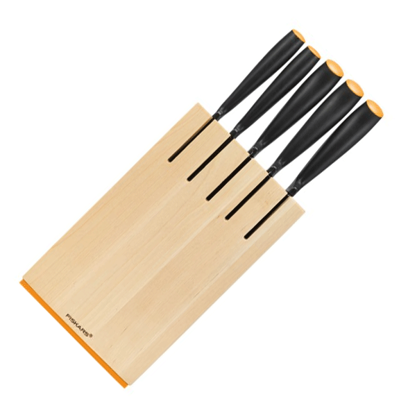 Fiskars Birchwood Knife Block with 5 Knives - Thomas Tools