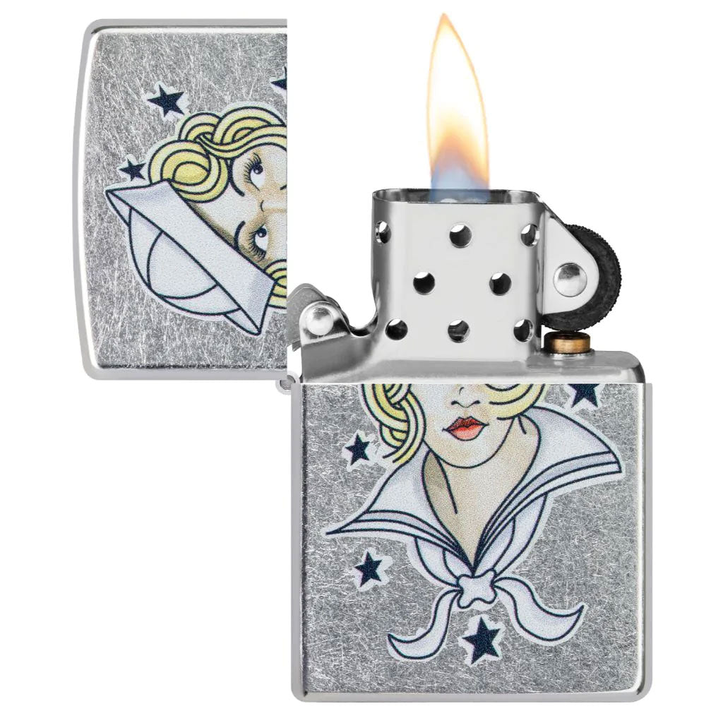 Zippo Ace 49789 Sailor Girl Tattoo Design Lighter
