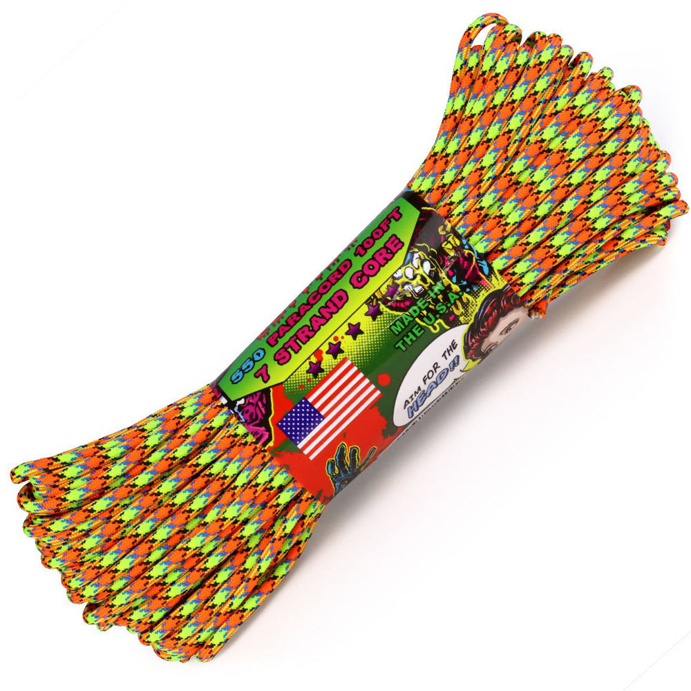 Atwood 550lbs Zombie Paracord 7 cores 100ft (Virus)