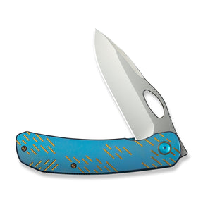 WE KNIFE WE23096B-3 Inmate (Blue Titanium Handle with Gold Raindrop)