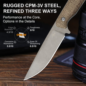 Kizer 1045MD1 Begleiter Fix burlap Micarta handle detail