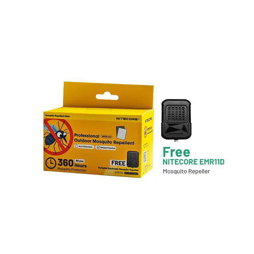 Nitecore MRM10 Mini Mosquito Repellent Mats Refill (60 Pcs/Box) + FREE EMR11D USB-C Mosquito Repeller