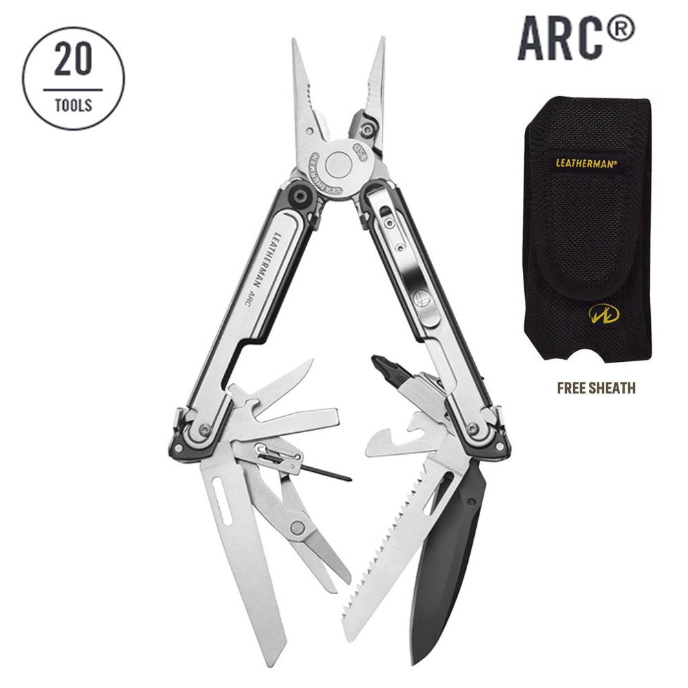 Leatherman ARC Multitool (Silver/Black Steel Handle)