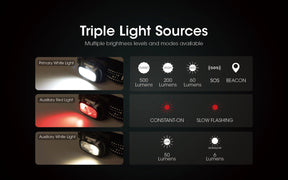 Nitecore NU31 Triple Output Lightweight Rechargeable Headlamp (550 Lumens) (3 Versions)