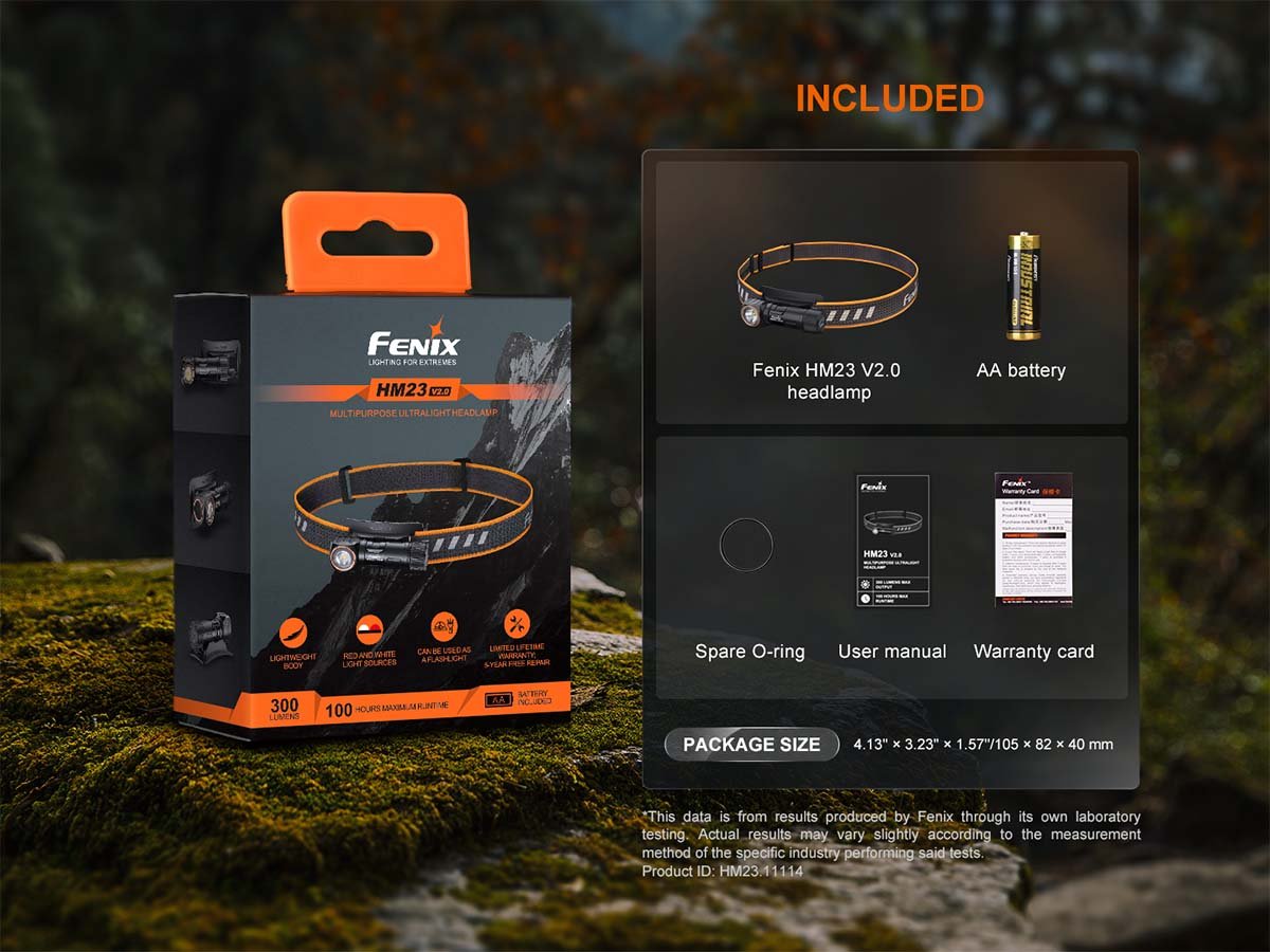 Fenix HM23 V2.0 AA-Powered Headlamp (300 Lumens)