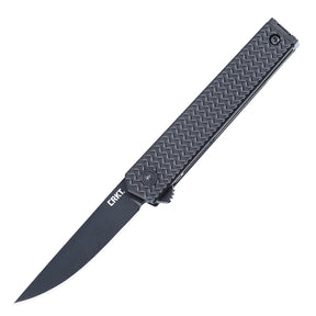 CRKT 7081D2K CEO Microflipper Folding Knife (Black Textured Aluminum Handle)