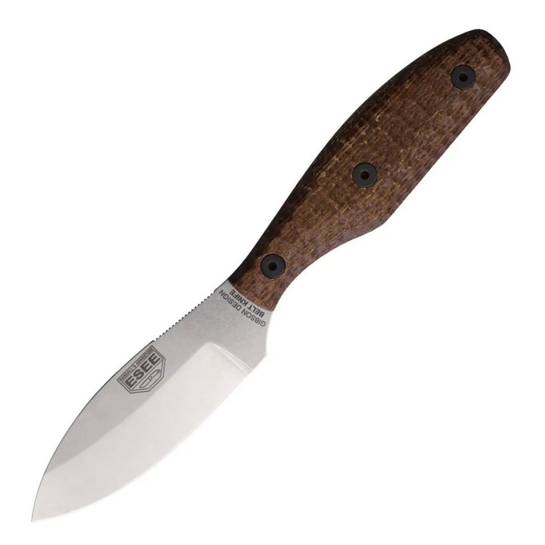 ESEE Belt Knife MagnaCut Fixed Blade (Scalloped Brown Burlap Micarta Handle)