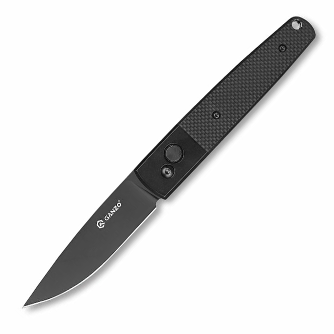 Ganzo G721B-BK Button Lock Folding Knife (Black G10 Handle)