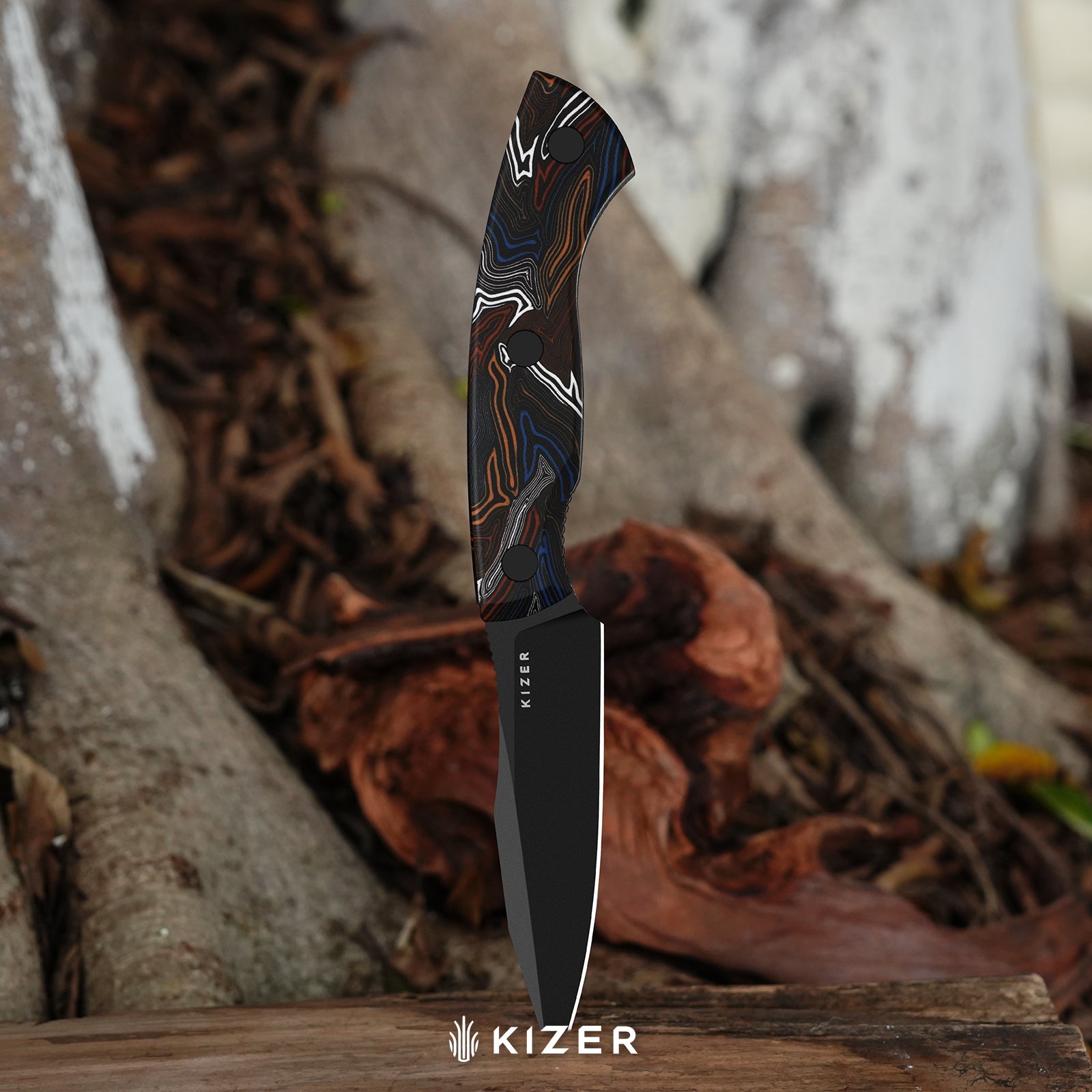 Kizer 1109A1 Hissbite in hand at camp