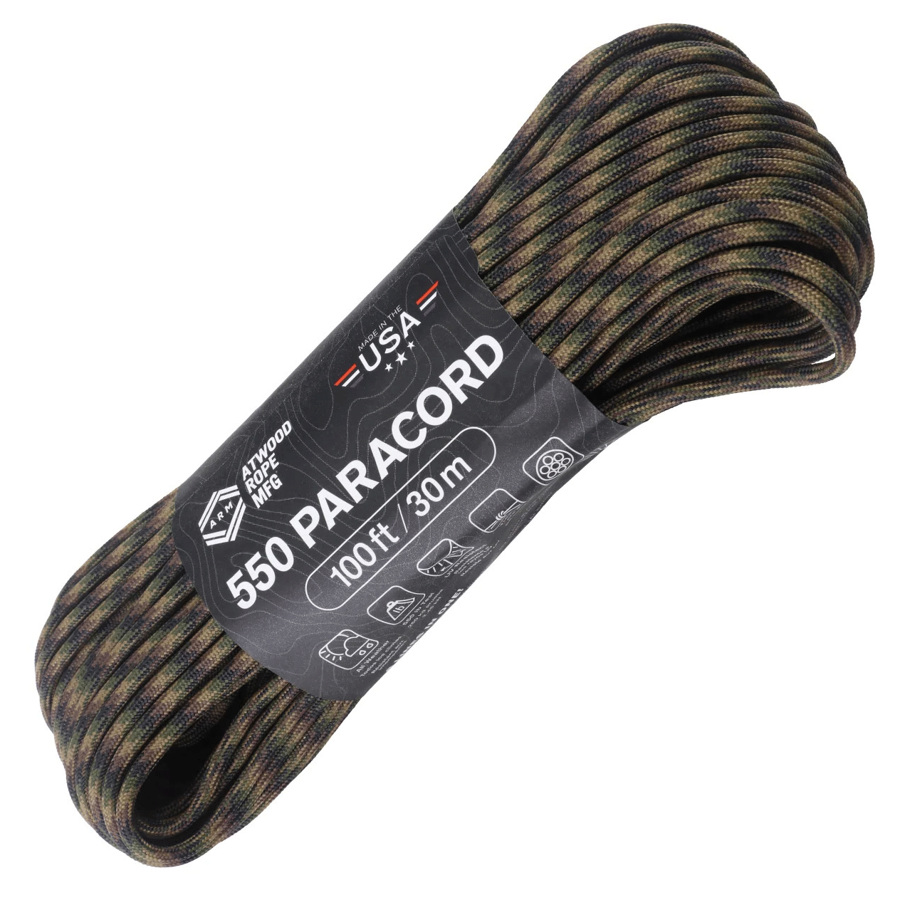 Atwood 550lbs Paracord 7 cores 100ft (Apache)