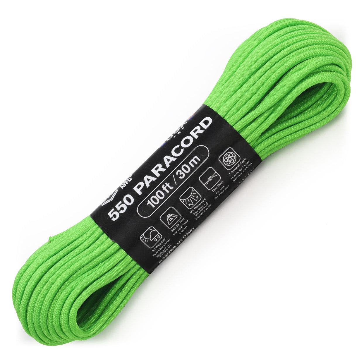 Atwood 550lbs Paracord 7 cores 100ft (Sour Apple)
