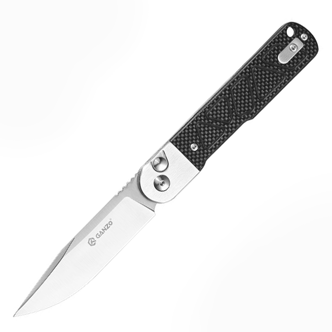 Ganzo G767-BK Button Lock Folding Knife (Black G10 Handle)