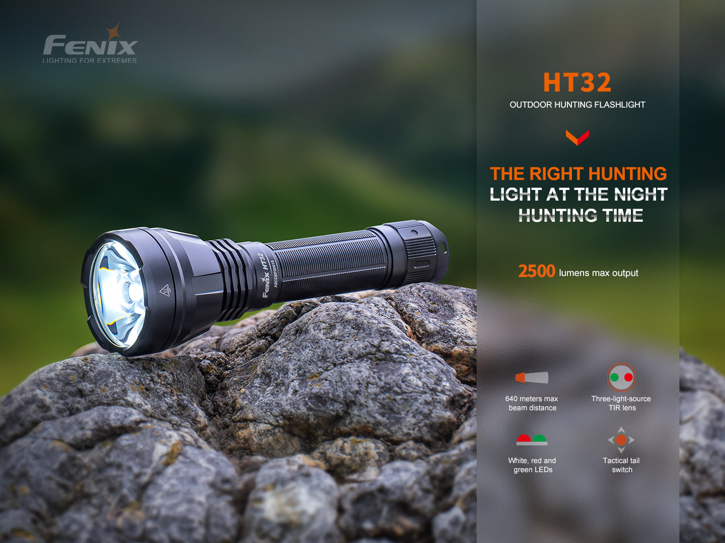 Fenix HT32 Rechargeable Outdoor Hunting Flashlight (2500 Lumens)