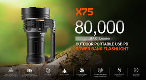 Acebeam X75 Searchlight Flashlight (80000 Lumens) (Black)