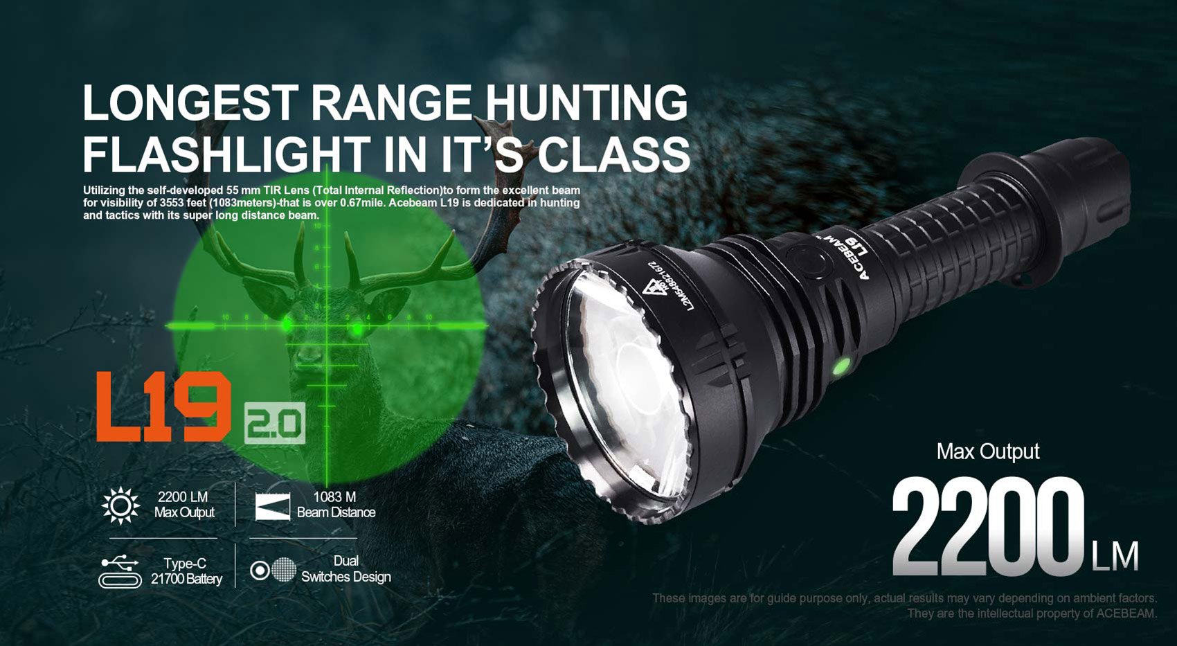 Acebeam L19 2.0 Long Range Flashlight (2200 Lumens)