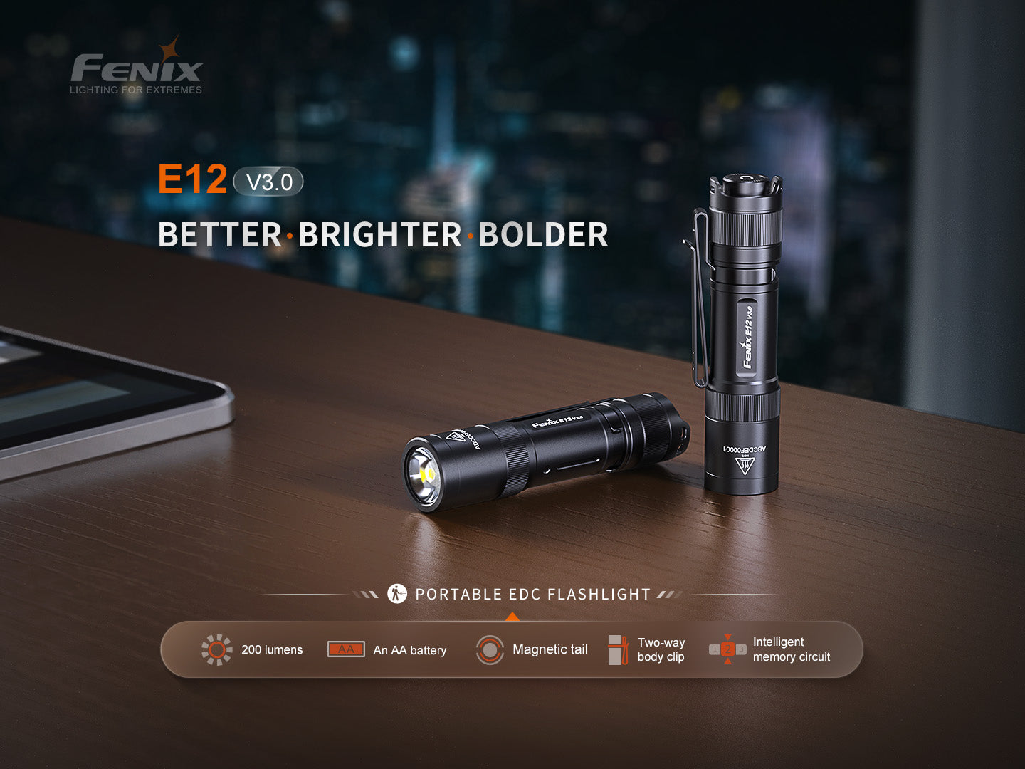 Fenix E12 V3.0 EDC Flashlight  (200 Lumens)