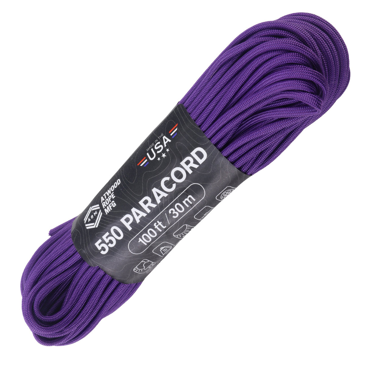 Atwood 550lbs Paracord 7 cores 100ft (Purple)