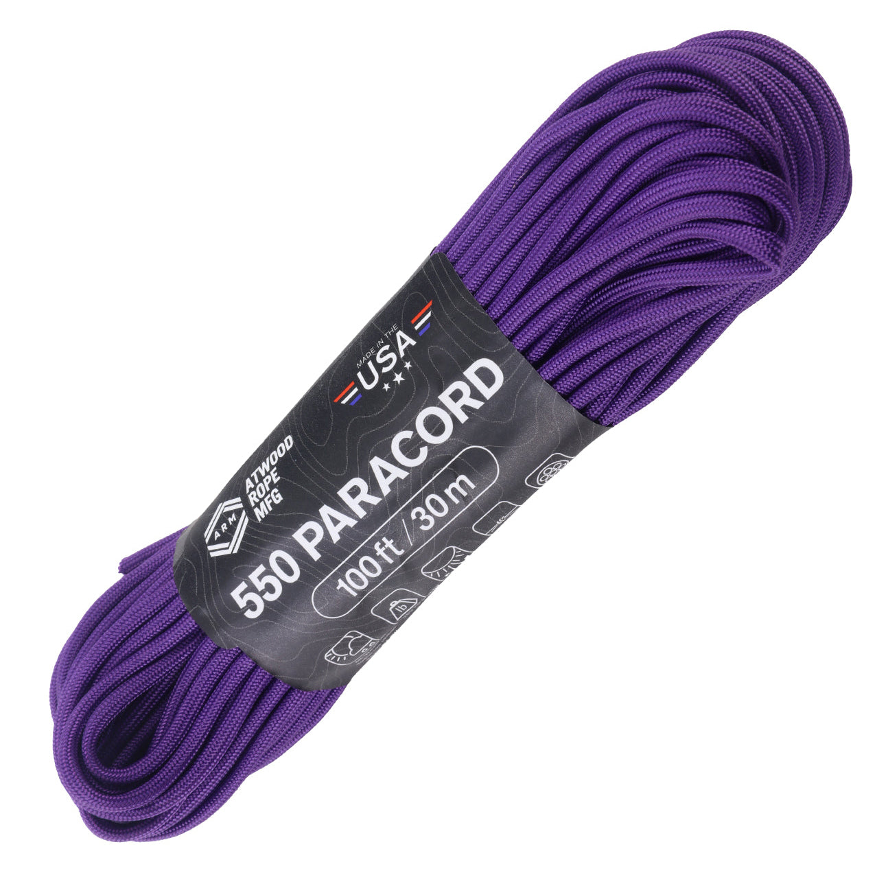 Atwood 550lbs Paracord 7 cores 100ft (Purple)