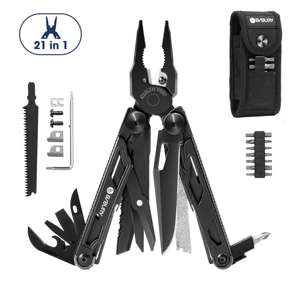 Bibury Plier Multitool Pro (21-in-1) (Black)