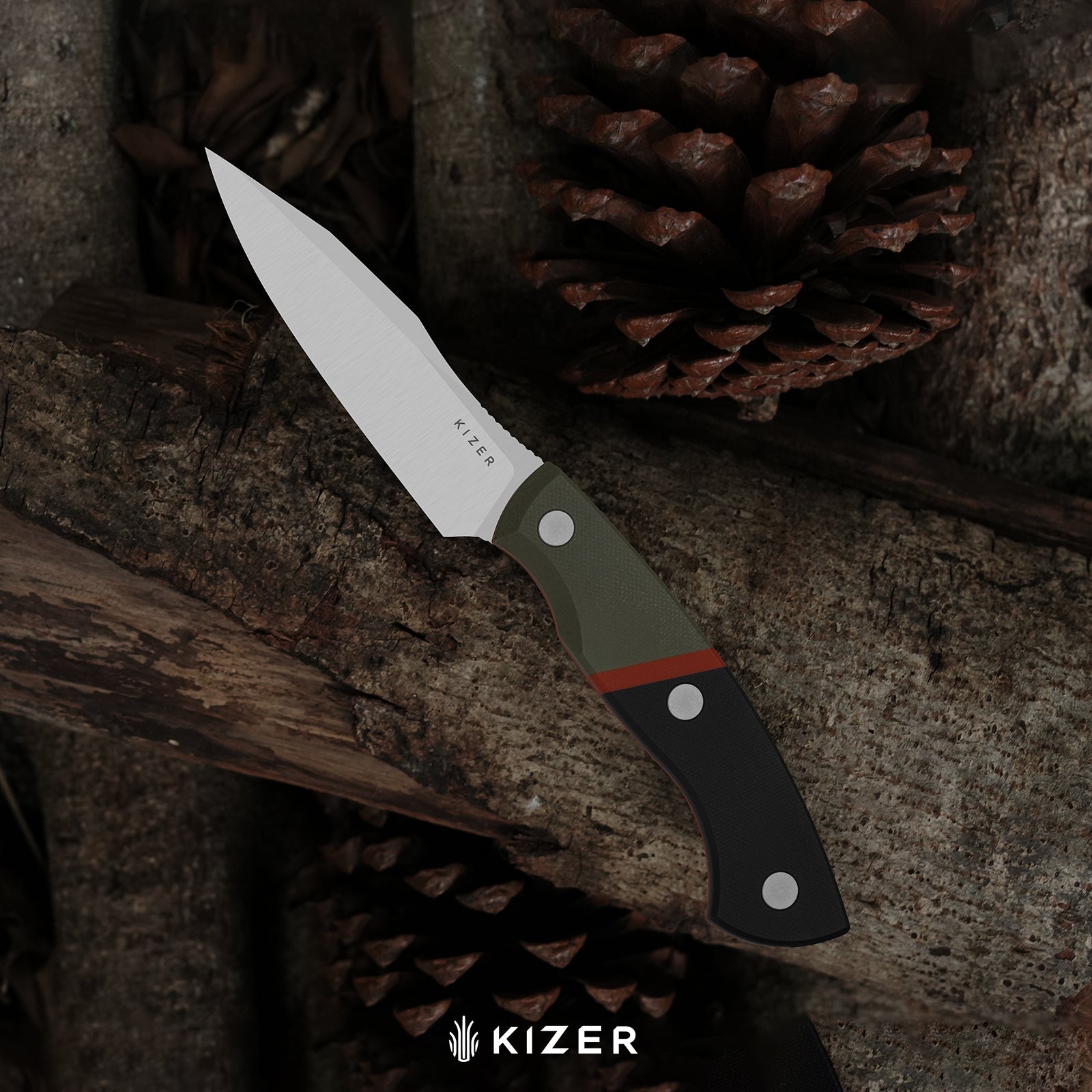 Kizer 1109A2 Hissbite in hand at camp
