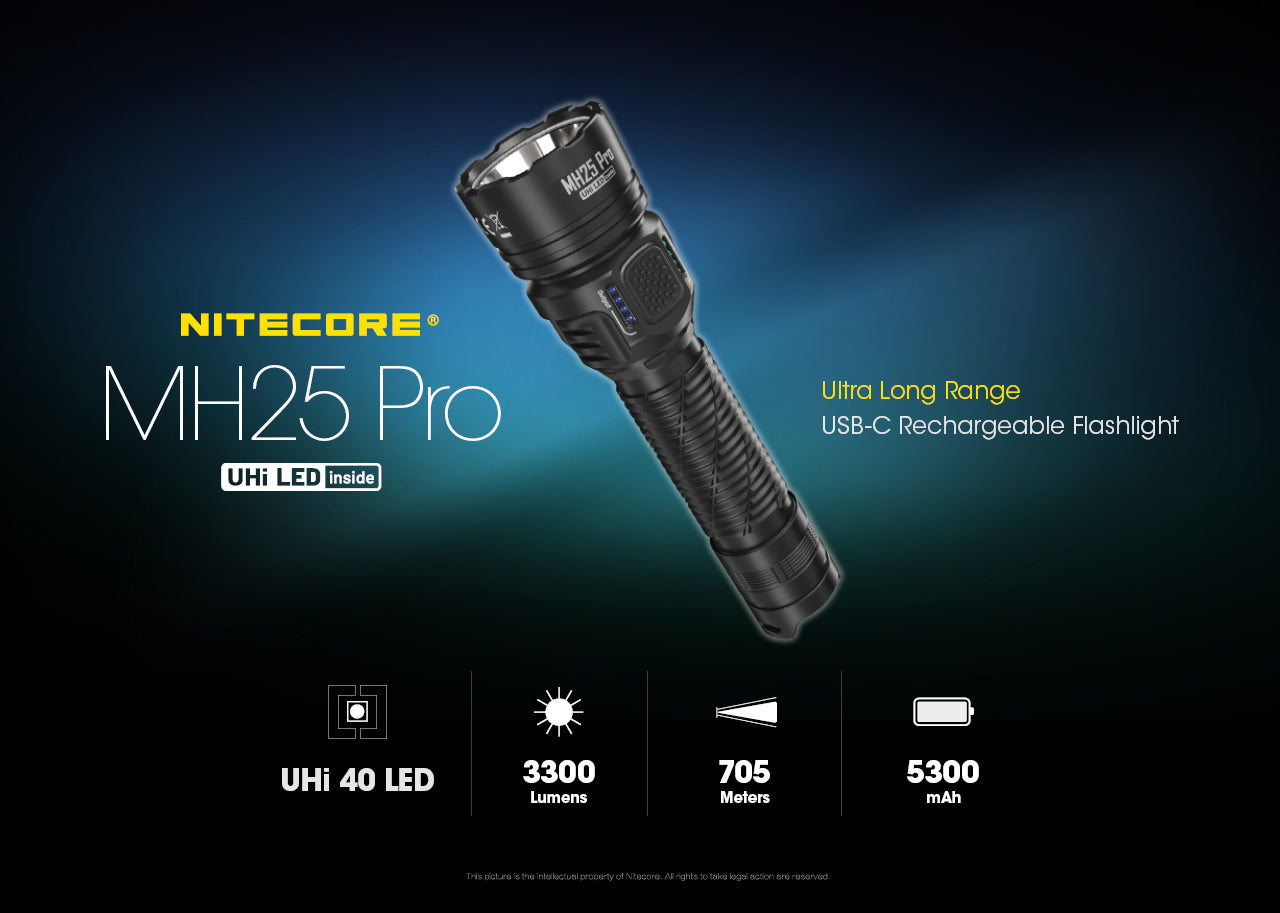 Nitecore MH25 Pro Rechargeable Flashlight  (3300 Lumens)