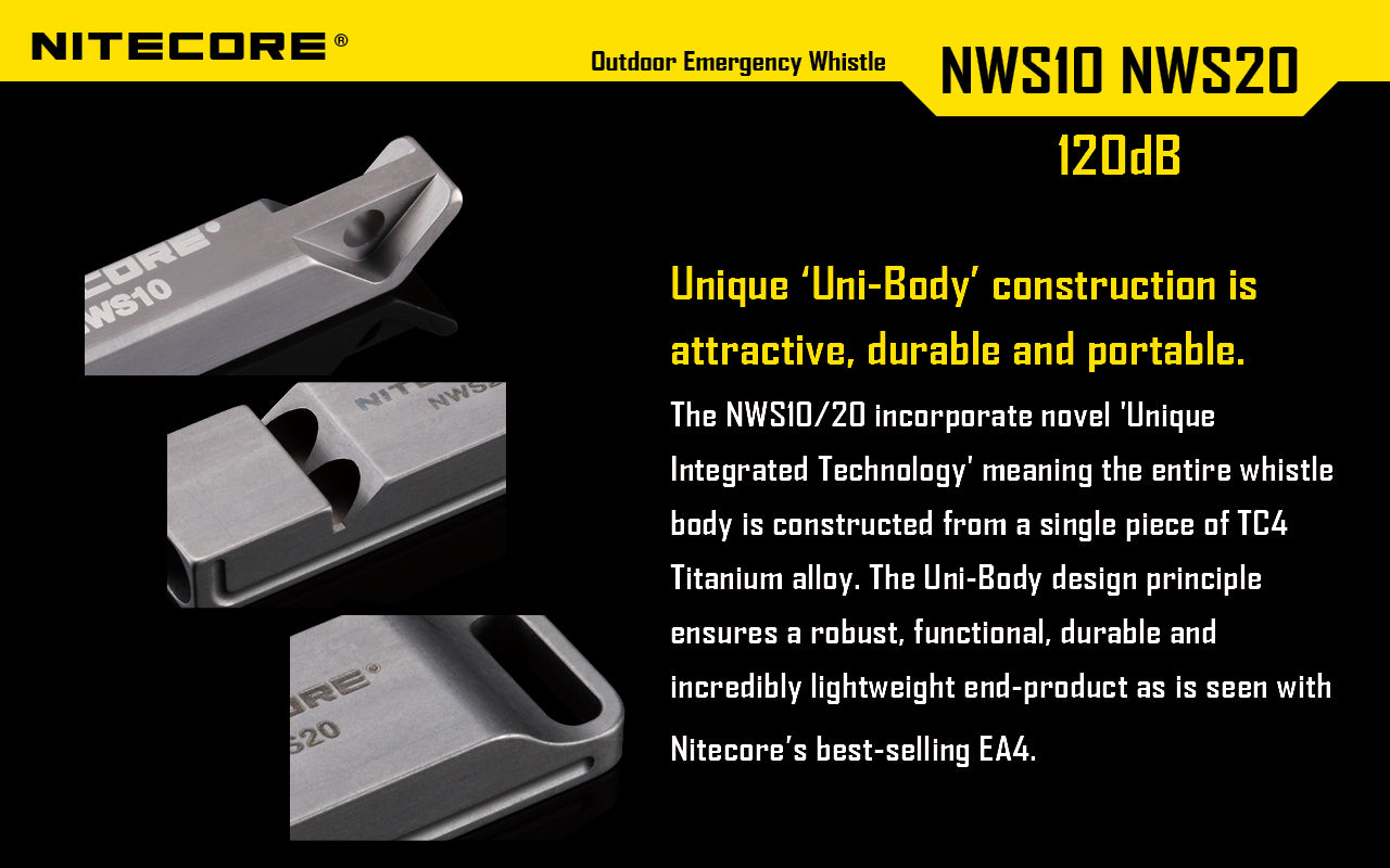 Nitecore Accessory NWS10 Titanium Alloy 120dB Whistle