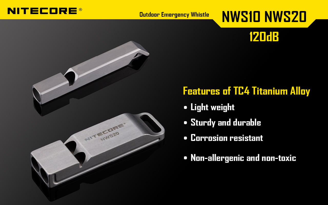 Nitecore Accessory NWS10 Titanium Alloy 120dB Whistle